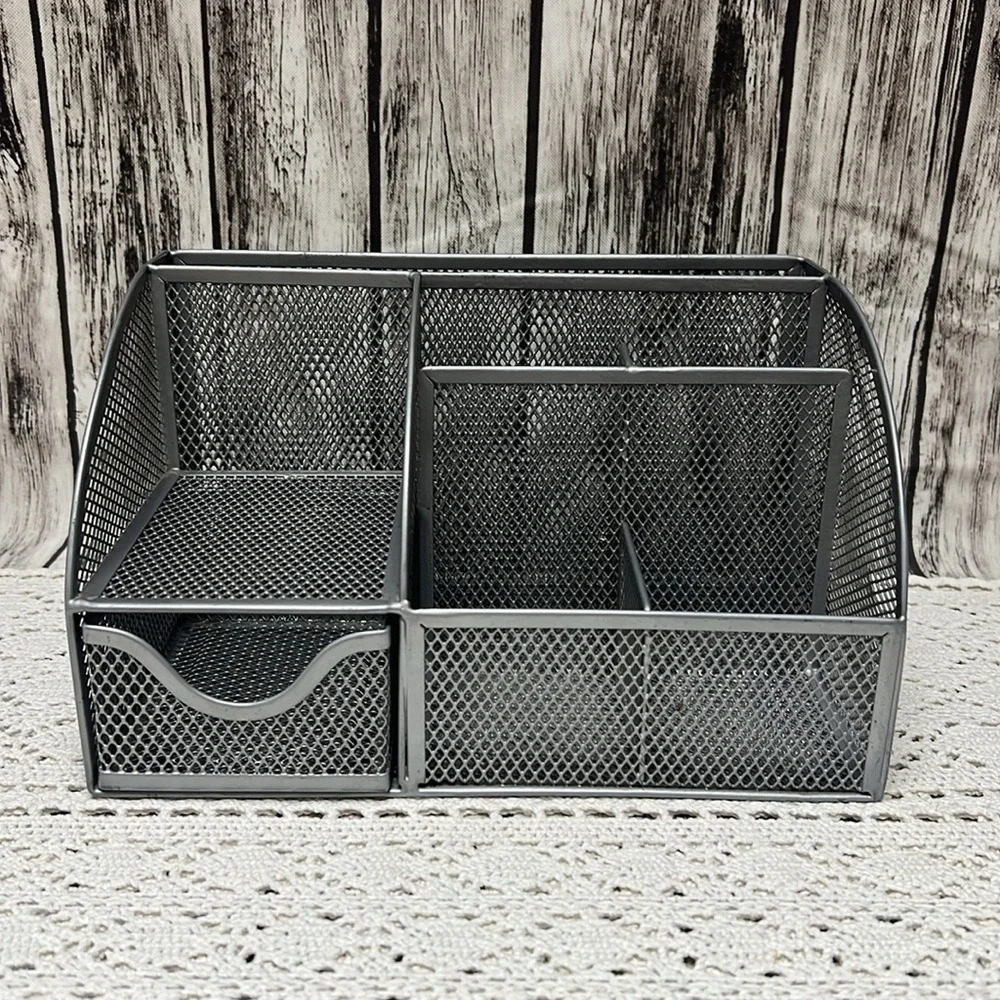 Pink and Gray Mesh Desk Organizer 2 piece set. Organization for papers,pens etc.
